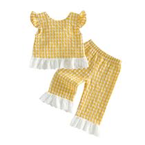 Conjunto de roupas GOOCHEER Toddler Girl Summer Plaid 18-24 meses