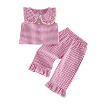 Conjunto de roupas Gureui 4T Toddler Baby Girl Summer 3T Gingham Conjunto de roupas Gureui 4T Toddler Baby Girl Summer 3T Gingham