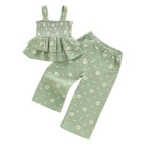 Conjunto de roupas Hibabying Toddler Girl sem mangas com calças Conjunto de roupas Hibabying Toddler Girl sem mangas com calças
