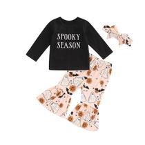 Conjunto de roupas Hnyenmcko Baby Girl Halloween, manga comprida, 3 unidades