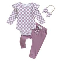Conjunto de roupas Hnyenmcko Newborn Baby Girl Fall, 3 peças (A-Purple) Conjunto de roupas Hnyenmcko Newborn Baby Girl Fall, 3 peças (A-Purple)