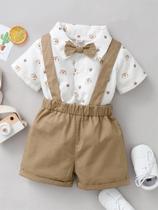 Conjunto De Roupas Infantis Com Estampa De Tigre Para Meninos, Manga Curta, Shorts Com Alça E Laço, Conjunto De Roupas Infantis Com Estampa De Tigre Para Meninos, Manga Curta, Shorts Com Alça E Laço,