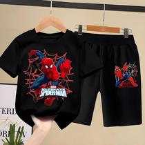 Conjunto De Roupas Infantis De Verão Do Homem-Aranha Disney Meninos Camiseta De Manga Curta E Shorts