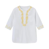 Conjunto De Roupas Infantis Do Oriente Médio Para O Outono Com Botão, Laço E Bolso Com Padrão De