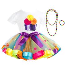 Conjunto de roupas JOINSI Girls Rainbow Tutu Saia com camisa e joias Conjunto de roupas JOINSI Girls Rainbow Tutu Saia com camisa e joias