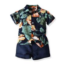 Conjunto de roupas JunNeng Toddler Baby Boy Hawaiian Navy Blue 12-18M Conjunto de roupas JunNeng Toddler Baby Boy Hawaiian Navy Blue 12-18M