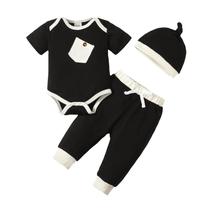 Conjunto de roupas KIMI BEAR Newborn Baby Boy, 0-3 meses, algodão, 3 peças Conjunto de roupas KIMI BEAR Newborn Baby Boy, 0-3 meses, algodão, 3 peças