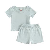 Conjunto de roupas Kupretty Toddler Baby Girl Ruffle Ribbed Knit