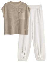 Conjunto de roupas LILLUSORY Dois conjuntos de 2 peças femininos 2025 brancos XS