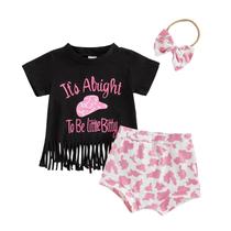 Conjunto de roupas Lucikamy Western Baby Girl 6-12 meses + Hat