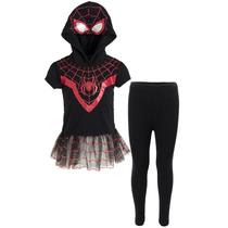 Conjunto de roupas Marvel Spider-Man Miles Morales Girl 3T Cosplay Conjunto de roupas Marvel Spider-Man Miles Morales Girl 3T Cosplay