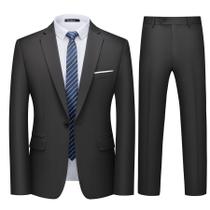 Conjunto de roupas masculino WULFUL, 2 peças, Slim Fit, One Button, preto