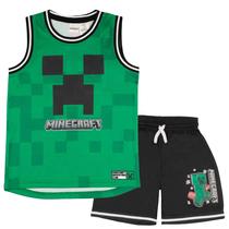 Conjunto de roupas Minecraft Creeper Boys Basketball tamanho 7 verde