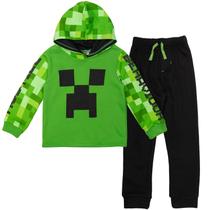 Conjunto de roupas Minecraft Creeper Little Boys Fleece 6 anos