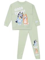 Conjunto de roupas: moletom e calça Bluey para meninos verdes de 5 anos