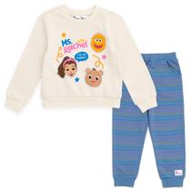 Conjunto de roupas: moletom e calça de corrida Ms. Rachel 2T branca/azul