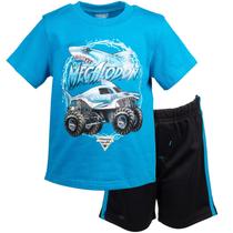 Conjunto de roupas Monster Jam Megalodon Little Boys azul/preto 7-8