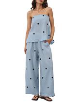 Conjunto de roupas MSBESYOR, calças femininas de bolinhas e pernas largas Conjunto de roupas MSBESYOR, calças femininas de bolinhas e pernas largas