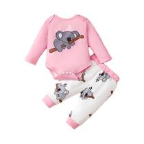 Conjunto De Roupas Para Bebê Menina De 0 a 18 Meses, Macacão De Coala, Calças E Chapéu, Três Peças,