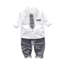 Conjunto De Roupas Para Bebê Menino 6M-3Y Camisa De Manga Longa Com Gravata E Calças 2 Peças Em Conjunto De Roupas Para Bebê Menino 6M-3Y Camisa De Manga Longa Com Gravata E Calças 2 Peças Em