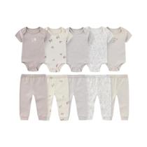Conjunto De Roupas Para Bebê Unissex 10 Peças, Bodies E Calças Macias Para Recém-Nascidos, Presente