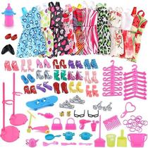 Conjunto de roupas para boneca Barbie com 10 vestidos e 75 acessórios Conjunto de roupas para boneca Barbie com 10 vestidos e 75 acessórios