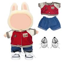 Conjunto de roupas para boneca de 17 cm jaqueta de beisebol, calça jeans e sapatos Conjunto de roupas para boneca de 17 cm jaqueta de beisebol, calça jeans e sapatos