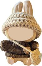 Conjunto de roupas para boneca Labubu, crochê artesanal de 17 cm
