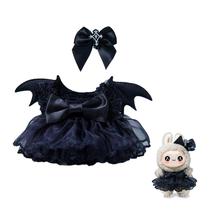 Conjunto de roupas para boneca Labubu de 17 cm com vestido tutu, asas e laço Conjunto de roupas para boneca Labubu de 17 cm com vestido tutu, asas e laço