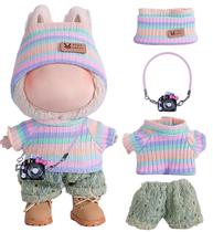 Conjunto de roupas para bonecas Ariker, feito à mão em crochê para Labubu, 17 cm