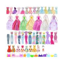 Conjunto De Roupas Para Bonecas De 11,5'' Com 31 Peças: Vestido De Noiva, Blusas, Calças, Vestidos,