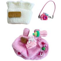 Conjunto de roupas para bonecas e acessórios SLLFLY 17 cm com chapéu e macacão de malha Conjunto de roupas para bonecas e acessórios SLLFLY 17 cm com chapéu e macacão de malha