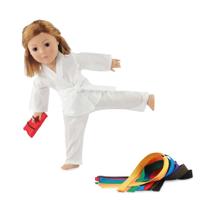 Conjunto de roupas para bonecas Emily Rose Karate Taekwondo Boneca de 18 polegadas Conjunto de roupas para bonecas Emily Rose Karate Taekwondo Boneca de 18 polegadas