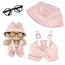 Conjunto de roupas para bonecas Labubu de 17 cm - chapéu e macacão (rosa) Conjunto de roupas para bonecas Labubu de 17 cm - chapéu e macacão (rosa)