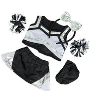 Conjunto de roupas para Cheerleader Teddy Bear Metallic Silver & Black