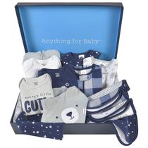 Conjunto de roupas para presentes Gerber Newborn, 14 peças, azul com arte de urso
