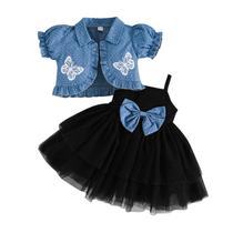 Conjunto de roupas Partclots Tulle Dress e jaqueta jeans Girl 18-24M Conjunto de roupas Partclots Tulle Dress e jaqueta jeans Girl 18-24M