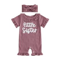 Conjunto de roupas Polinkety Newborn Baby Girl Romper Lil Sis 9-12M Conjunto de roupas Polinkety Newborn Baby Girl Romper Lil Sis 9-12M
