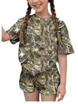 Conjunto de roupas RoseSeek Girl's Summer Outfits 12Y Yellow Camo Conjunto de roupas RoseSeek Girl's Summer Outfits 12Y Yellow Camo