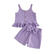 Conjunto de roupas Rourufy Toddler Baby Girl, camiseta, shorts, waffle Conjunto de roupas Rourufy Toddler Baby Girl, camiseta, shorts, waffle