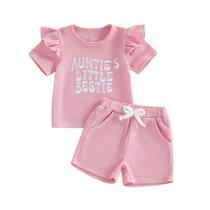 Conjunto de roupas Rourufy Toddler Baby Girl Summer com camiseta e shorts