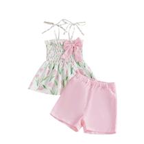 Conjunto de roupas Rourufy Toddler Baby Girl Summer Tulip Pink 12-18M Conjunto de roupas Rourufy Toddler Baby Girl Summer Tulip Pink 12-18M