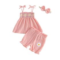 Conjunto de roupas Rourufy Toddler Girl Slip Floral Dress com shorts Conjunto de roupas Rourufy Toddler Girl Slip Floral Dress com shorts