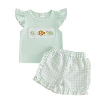 Conjunto de roupas RSRZRCJ Toddler Baby Girl Summer 2-3T Green Outfit Conjunto de roupas RSRZRCJ Toddler Baby Girl Summer 2-3T Green Outfit