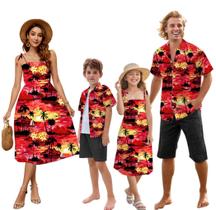 Conjunto de roupas SANGTREE Family Matching Hawaiian Outfits Red Conjunto de roupas SANGTREE Family Matching Hawaiian Outfits Red
