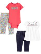 Conjunto de roupas Simple Joys by Carter's Baby Girls 4 peças 12M Conjunto de roupas Simple Joys by Carter's Baby Girls 4 peças 12M