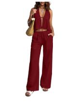 Conjunto de roupas SOLY HUX feminino para férias de verão com decote em V profundo Conjunto de roupas SOLY HUX feminino para férias de verão com decote em V profundo
