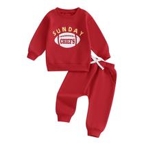 Conjunto de roupas Sunday Chiefs Football para crianças de 2 a 3 anos