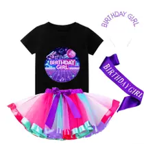 Conjunto de roupas SUPSPIDERO: camiseta de aniversariante, saia tutu 2-8Y Conjunto de roupas SUPSPIDERO: camiseta de aniversariante, saia tutu 2-8Y