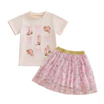 Conjunto de roupas TUSFTAY Toddler Girls, roupa de verão de 4 a 5 anos, rosa